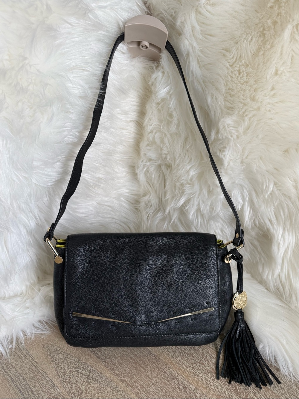 Vince Camuto Black Leather Shoulder/Hand Bag